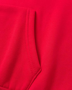 Sudadera con capucha roja para hombre al por mayor, estilo urbano, oversize, de algodón French Terry, con estampado gráfico y logo frontal, manga regular, para otoño. - Product Image 4