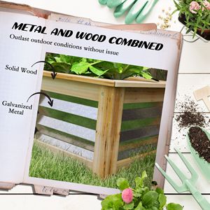 Metal and Wood Combined Vertical Garden <b>Planters</b> Raised Bed and <b>Planter</b> Box for Growing Flowers Herbs <b>Vegetables</b> - Product Image 4