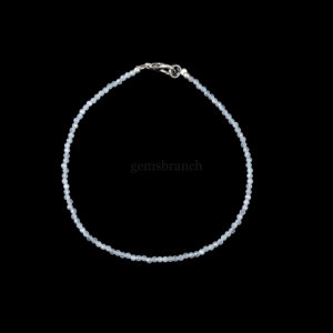 Pulsera de cuentas de iolita natural, cuentas redondas microfacetadas, pulsera de cristal curativo para mujer, hecha a mano, natural - Product Image 2