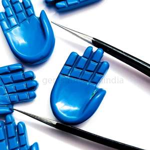 Blue Turquoise Hand Of Fatima Hand Carved Loose Gemstone Charms For Jewelry Making Turquoise <b>Hamsa</b> Hand Carvings Bulk Wholesale - Product Image 5