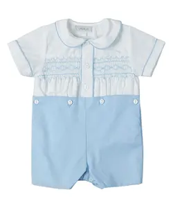 Chemise smockée à la main, avec boutons et short, pour nourrissons et bébé