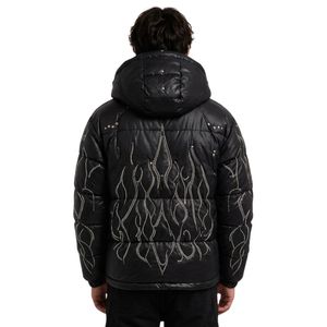 Chaquetas Acolchadas Personalizadas Negras con Paneles Técnicos Curvos, 100% Poliéster, Diseño Brillante con Capucha, Chaqueta Urbana para Hombre - Product Image 2