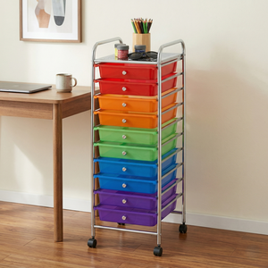 OEM SALE Organizer Factory Home <b>Storage</b> Furniture Manufacturer MIT DIY Office Cart Colorful 10 Tier Plastic <b>Drawer</b> With Wheels - Product Image 1
