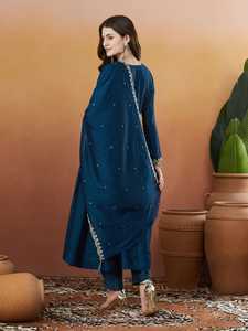 Conjunto de Kurti Bordado Marrón para Mujer, Traje Tradicional Indio Pakistaní, Secado Rápido, Reversible, para Fiestas y Bodas - Product Image 4