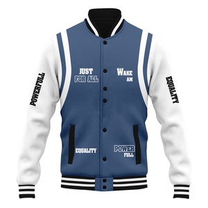 Vestes Letterman Varsity en laine pour hommes, vestes d'étudiants chaudes et durables, coupe-vent, col Henry, fermeture éclair avec logo personnalisé, saison printanière - Product Image 1