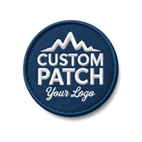 Écusson personnalisé rond en sergé brodé avec logo montagne, thermocollant pour cadeaux, chapeaux et sacs