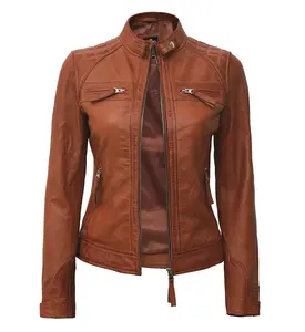 Cheap price women leather jackets for ladies fashion new arrival customized genuine leather pu leather jackets in bulk quantity