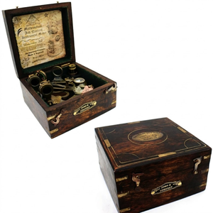 Sextant Nautique Antique en Laiton Massif avec Boîte en Bois, Instrument de Navigation Maritime Fonctionnel Vintage, Décoration de Table Faite à la Main - Product Image 1