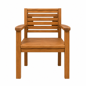 Chaise de jardin en teck massif avec dossier à lattes et accoudoirs, design moderne confortable pour salon, meubles en bois durables - Product Image 1