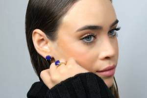 Pendientes de Plata de Ley S925 con Baño de Oro de 18K y Piedra de Lapislázuli Azul, Engaste de Garra, Joyería Fina para Mujer - Product Image 5