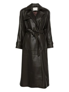 Factory Customized Women's Long Genuine Leather Trench Coat With Belt Double Breasted Notched Collar Full Sleeve Autumn Style - Product Image 3