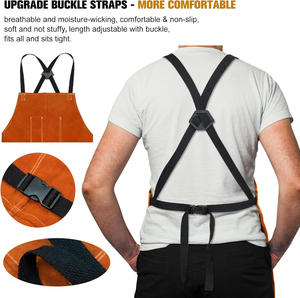 100% Real Cowhide Leather Welding <b>Aprons</b> Breathable And Moisture-wicking Workwear Comfortable & Non-slip Soft <b>Working</b> <b>Aprons</b> - Product Image 4