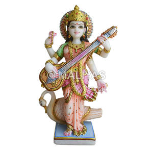Murti de Saraswati en marbre |   Statue de Saraswati Ji en marbre de qualité supérieure pour la maison et le temple – Maliyas - Product Image 1