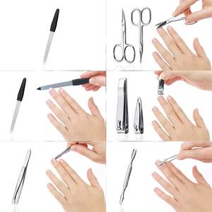 Kit de manucure en acier inoxydable 5 en 1 avec coupe-ongles, ciseaux, lime, étui portable, style classique pour adultes - Product Image 4