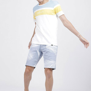 <b>Men's</b> Light Blue Palm Print <b>Bermuda</b> <b>Shorts</b> Mid Waist Button Fly Casual Style Breathable Oxford Fabric <b>Men</b> <b>Shorts</b> - Product Image 5