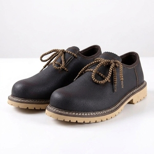 Zapatos Oxford de PU para Hombre, Diseño a Cuadros Otoñales, Color Marrón, Punta Redonda, con Cordones, para Caminar - Product Image 1