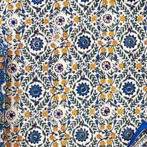 Juego de Sábanas Florales de Algodón 100% Estampadas a Mano en Jaipur, Tamaño King, Suaves para la Piel, Tintes No Tóxicos, Súper Suaves y Duraderas, Venta al Por Mayor - Product Image 2