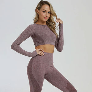 Conjunto Deportivo de 2 Piezas para Mujer, Spandex/Algodón, Completo y Corto, Transpirable, de Secado Rápido, Ecológico, Diseño Personalizado, Ajuste Ceñido - Product Image 2