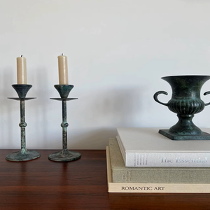 Bougeoir lavé vert de conceptions de tige de fer simples en métal noir avec la fête de mariage d'autres bougeoirs lanternes et pots de bougie - Product Image 1