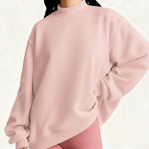 Women's oversized mock neck <b>sweatshirt</b> with soft fleece fabric, <b>long</b> sleeves, and a comfortable fit, ideal for winter and casual - Product Image 5