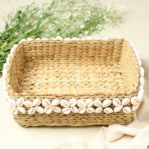Modern Design Vintage <b>Rectangle</b> Woven Rattan Wicker <b>Storage</b> <b>Basket</b> Tabletop Decorative Serving Tray Multipurpose Usage Kitchen - Product Image 4