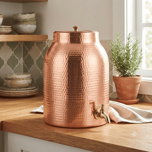 Distributeur d'eau artisanal en cuivre avec support, design nid d'abeille martelé, serveur de boissons, vaisselle de cuisine domestique, export en gros - Product Image 4
