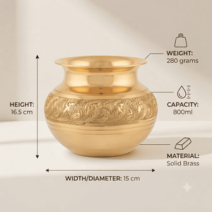 Kalash en laiton fait main, Kalash de Pooja gravé, Décoration religieuse, Pot en métal, Culte hindou, Décoration d'intérieur, Cadeaux, Vente en gros, Fournisseur OEM personnalisé - Product Image 4