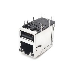 HAXN intégré 1 port RJ45 USB Combo 8206 1*1 10/100BT avec onglet EMI avec connecteur RJ45-ICM LED POE pris en charge blindé - Product Image 3