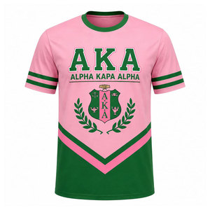 T-shirt à manches courtes pour homme, col rond, décontracté, imprimé par sublimation, motif lettres, style grec, en tissu de marque AKA Rose Vert - Product Image 2
