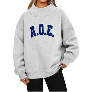 Sudadera con cuello alto Alpha / Omega / Epsilon A.O.E. Suéter de cuello alto para mujer, mezcla de algodón, con parche de chenilla bordado, estilo universitario griego - Product Image 1