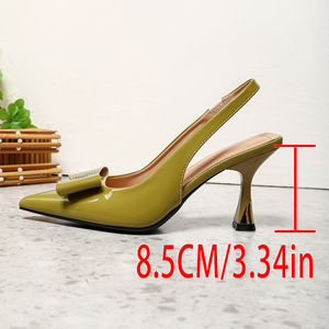 Escarpins à bout pointu en cuir verni, talon aiguille très haut, semelle extérieure en polyuréthane thermoplastique, élégants pour l'été et les trajets quotidiens - Product Image 5