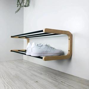 Modern Black Shoe <b>Rack</b> Dual Level Storage Organizer Sleek Geometric Frame Space Saving Entryway Stand Durable Stable Design - Product Image 4