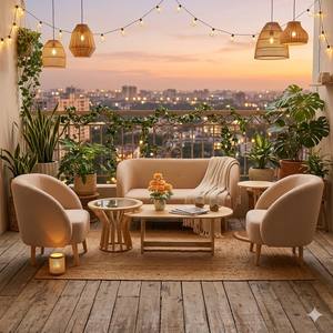 Juego de Sofás Curvos de Madera Modernos, Ecológicos, Resistentes al Agua, para Uso en Exteriores y Salas de Estar, 4 Opciones de Color - Product Image 1