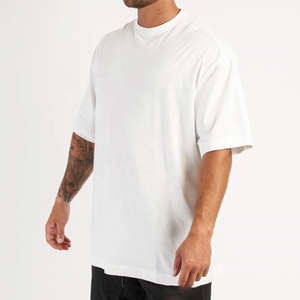 Low Price Plus Size Men's T-Shirts 100% Organic Cotton Casual Knitted Letter Pattern Breathable Anti-Wrinkle Gym Wear Wholesale - Product Image 5