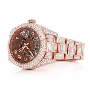 Luxury Fully <b>Iced</b> <b>Out</b> Moissanite <b>Watch</b> Rose Gold Brown Dial Automatic Mechanical Diamond <b>Watch</b> - Product Image 2