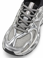 Sneakers athlétiques en maille argentée métallique de qualité supérieure, absorption des chocs, semelle épaisse antidérapante, chaussures de marche en plein air pour hommes et femmes