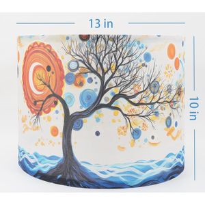 Paralume in Fibra di Poliestere con Stampa Astratta Sole e Albero, Elegante Copertura Decorativa per Lampada da Tavolo - Product Image 2