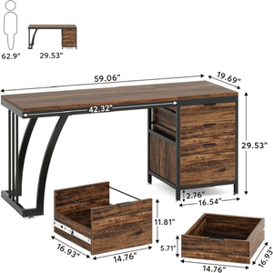 Tavolo per Laptop in Legno Massello per Ufficio o Soggiorno, Scrivania per Computer da Camera da Letto - Product Image 3