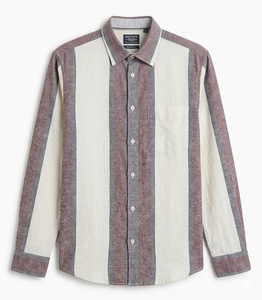 Chemise décontractée à double boutonnage en tissu écossais pour homme Enovate Logan, manches longues, col rabattu, respirante, en lin/coton, ODM, été - Product Image 1