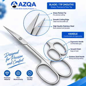 Tijeras Profesionales para Cutículas de Acero Inoxidable con Punta de Flecha, Hojas Curvas Afiladas y Acabado Satinado para el Cuidado Preciso de las Uñas - Product Image 3