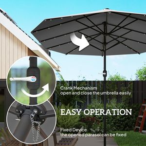 Ombrellone da Giardino a Doppia Faccia da 4,3 Metri con Luci Solari a LED e Base Grigia - Product Image 6