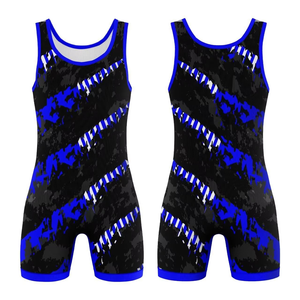 Singlet de Lucha Libre Unisex Azul, Sin Mangas, Ajustado, Transpirable, 100% Poliéster, Tallas Grandes, Cintura Elástica, Primavera/Verano - Product Image 4