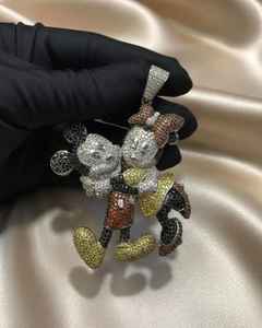 Colgante de Mickey Mouse con Diamantes de Moissanita Multicolor, Estilo Hip Hop, Chapado en Plata 925, con Personaje de Dibujos Animados - Product Image 6