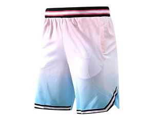 Men's Gradient Mesh Basketball Shorts Elastic Waist Breathable Regular Fit Summer Sportwear with Pockets - Product Image 1
