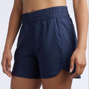 Shorts Deportivos de Punto para Mujer, Cintura Alta, Color Sólido, con Bolsillos, Secado Rápido, Material de Spandex y Poliéster - Product Image 6