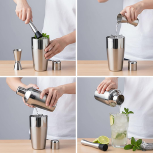 ชุดเชคเกอร์ค็อกเทลสแตนเลสสตีลทันสมัย 500 มล. พร้อมหัวบดในตัว ชุดอุปกรณ์บาร์ในครัวเรือน พร้อมที่กรองในตัว อุปกรณ์บาร์เทนเดอร์ อุปกรณ์เสริมบาร์ - Product Image 2