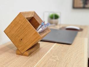 Modern Wooden Geometric Pen Stand Desk Organizer Minimalist Office Supplies Storage <b>Holder</b> - Product Image 4