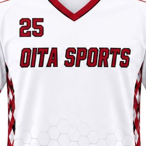 Ensemble d'uniformes de lacrosse unisexe blanc et rouge en polyester, maillot et short de sport ajustés, vêtements d'entraînement et de match pour équipes - Product Image 5