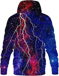 เสื้อฮู้ดพิมพ์ลายกาแล็กซี่ไลท์นิ่งสำหรับผู้ชาย ทรงปกติ สวมใส่สบาย ดีไซน์ระบายอากาศได้ดี ผลิตจากโพลีเอสเตอร์ถัก เหมาะสำหรับฤดูใบไม้ร่วง หรูหรา - Product Image 3