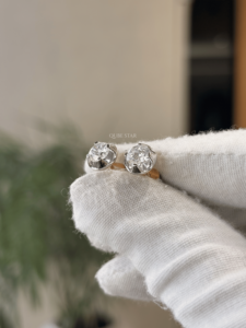 Boucles d'oreilles clous exclusives en or massif, style tulipe, avec diamants de laboratoire ronds de 1,46 carat VS EF – Bijou élégant pour femme - Product Image 2